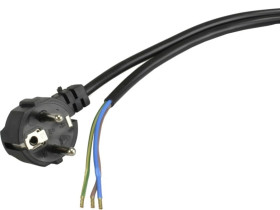 Przewód z wtyczką kątową 3x1,0mm 3m czarny