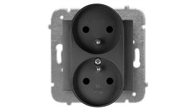 Santra Gniazdo 2X2p+Z Modułowe Bez Ramki Podtynkowe Czarny 4143-19