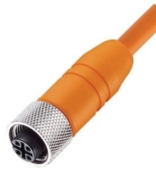 Kabel konfekcjonowany jednostronnie M12 złącze żeńskie 4-PINowe proste gintowane ekranowany PVC pomarańczowy RKTS 4-182/10 M
