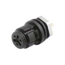 Binder 99-9212-00-04 Female Panel Mnt 4 Pin Black Code with Solder Termination