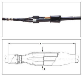Mufa przejściowa nn 1kV termokurczliwa TRAJ-01/4X25-70/4SB wraz ze złączkami śrubowymi dla kabli 4-żyłowych tworzywo-papier - TE