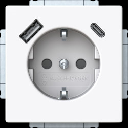 20 EUCB2USBAC-84 Safety+ USB socket outlet with USB A/C studio white - Platform 6