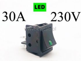 Przeł. kołys. stabilny zielony 230V 4p 30A ( punkt