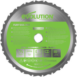 Evolution FURYBLADE255MULTI FURY MultiPurposeTCT CircularSawBlade 255x25.4mmx24T