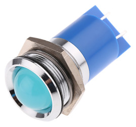 Lampka kontrolna do montażu panelowego 230V ac, niebieska 22mm LED Chrom RS PRO