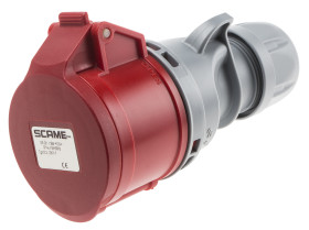 Złącze przemysłowe - zasilające 16A Gniazdo 415 V 6P + E Żeński Scame Czerwony Montaż na kablu IP44