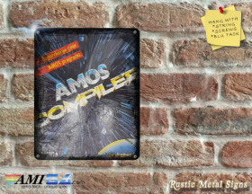 AMOS Compiler - Amiga Box Artwork on Rustic - Metal Sign