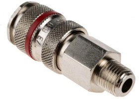 Szybkozłączka pneumatyczna, materiał Mosiądz, złącze R 1/4 męskie, RS PRO PLC 60, Rectus 19