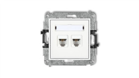 Mini Gniazdo Telefoniczne Podwójne 2Xrj11 4-Stykowy Beznarzędziowe Biały Mgt-2