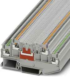 Through terminal block, push-in connection, 0.14-1.5 mm², 4 pole, 9 A, 6 kV, gray, 3210356
