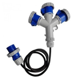 Marlanvil Rozgałęźnik kempingowy CEE 3x 16A 3P 230V rozdzielacz prądu z przewodem 1,5m IP67 5163 6.80132.1