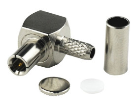 Złącze TS9 kątowe, zaciskane na RG174