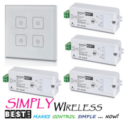 4 Zestaw sterowania 4 stref oświetlenia LED biały panel dotykowy