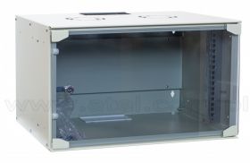 Szafa rack 6U, 19", wisząca, 400mm gł., drzwi szklane