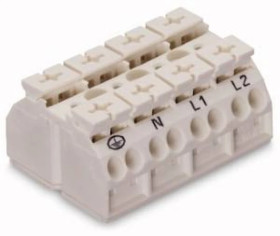 Blok zasilający 4-biegunowy biały nadruk PE-N-L1-L2 862-1634 /200szt./