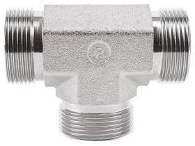 Hydrauliczny adapter teowy gwintowany 6JMK4S, Connector A BSPP 3/8 męski Connector B Złącze BSPP 3/8-19 męskie Parker