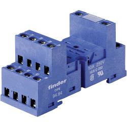 Finder 94.64 Relay Socket 28x27x71mm DIN Rail screw terminals blue