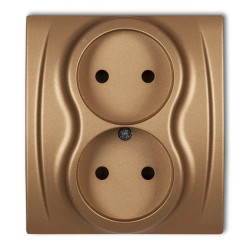 LOGO Gniazdo podwójne b/u złoty metalik 8LGP-2p