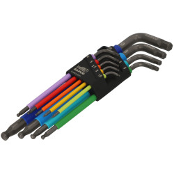 Bahco C1997LM/9P Metric Long Ball End Coloured Hex L-Key Set, 9 Piece