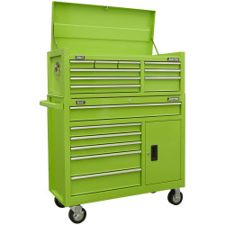 Sealey AP41STACKHV American PRO Topchest &amp; Rollcab Combi 15 Drawer - Green