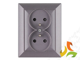 PERŁA Gniazdo podwójne z uziemieniem antracyt metalik PT-6P ABEX