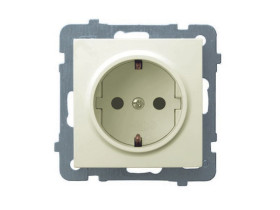 AS Gniazdo pojedyncze z uziemieniem schuko ecru GP-1GS/m/27 OSPEL