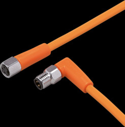 Sensor actuator cable, M8 cable plug, angled, A to M8 cable socket, straight, A, 3 pole/3 pole, 0.3 m, PVC, orange, 3 A, EVT160