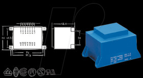 VCM 36/2/15 Transformer 36 VA, 2 x 15 V, 2 x 1200 mA