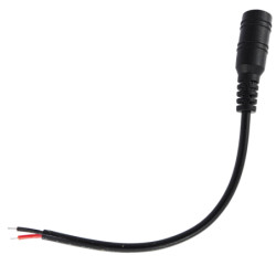 Gniazdo DC 5.5x2.1 proste z przewodem 11mm. głębokie do LED
