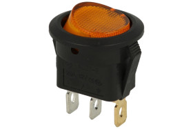 Przełącznik; klawiszowy (kołyskowy); okrągły 12V Y; ON-OFF; 1 tor; żółty; podświetlenie LED 12V; czerwony; bistabilny; konektory