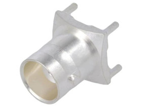 Złącze BNC żeńskie proste 50 ohm THT na PCB teflon srebrzony 1-1337445-0