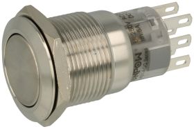 Przełącznik; przyciskowy; LAS1-AGQ-22S; ON-(ON); 2 tory; bez podświetlenia; monostabilny; na panel; 5A; 250V AC; 19mm; IP67; Onp