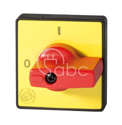 Żółta tabliczka 48x48 z czerwonym pokrętłem 002/0001