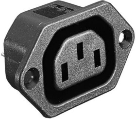 Panel socket F, 3 pole, screw mounting, plug-in connection, black, PX0675/63