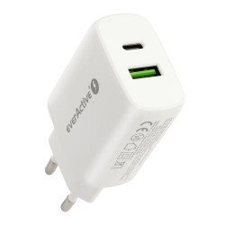 Ładowarka USB, ładowarka sieciowa, szybkie ładowanie QC3.0 + USB-C PD PPS 25W, everActive SC-370Q