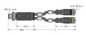 Turck 6629189 Rozdzielacz i adapter czujnika/aktuatora VBRS4.4-2RKC4T-2/2/TEL, 2 m, 1 szt.