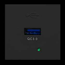 NOEN USBQ. port modułowy 45x45mm z ładowarką USB quick charge 3A/5V 2A/9V 1.5A/12V. czarny OR-GM-9010/B/USBQ
