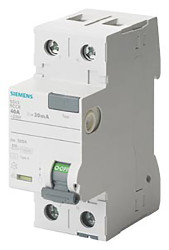 RCCB, Typ A, 2-biegunowy, 25A, 300mA, Siemens, 5SV3 Sentron