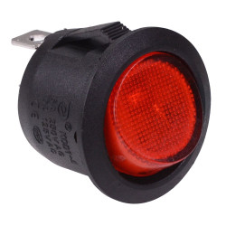 Red On-Off 12V illuminated Circular Rocker Switch SPST 10A