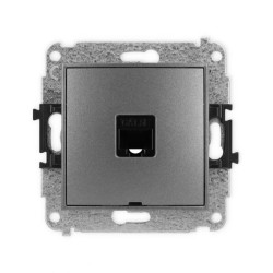 ICON Mechanizm gniazda komputerowego pojedynczego 1xRJ45, kat. 5e, 8-stykowy, bez pola opisowego grafitowy 11IGKBO-1