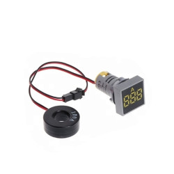 Kontrolka LED amperomierz Żółty kwadrat 100A, zasilanie 50-380VAC