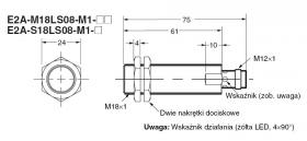 E2A-M18LS08-M1-B3, Czujnik indukcyjny, M18x1, PNP/NO+NC, sr=8mm złącze M12x1, dł. obudowy 75mm, czoło zakryte, OMRON, E2AM18LS08