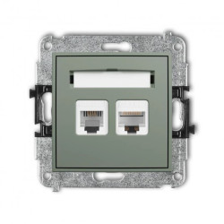 MINI Mechanizm gniazda telefonicznego 1xRJ11 + komputerowego poj. 1xRJ45, kat. 5e, 8-stykowy, beznarzędziowe szałwiowy 61MGTK