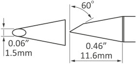 Grot lutowniczy ołówkowy Metcal do MFR-H1-SC2 Kopytko 1,5 mm SFP