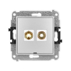 ICON Mechanizm gniazda głośnikowego poj. bez opisu(banan czerwony i czarny, pozłacany, 4 mm2, skręcany) srebrny metalik 7IGGBO-4