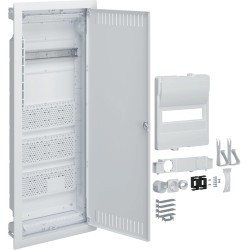 Rozdzielnica hybrydowa podtynkowa, 1 x12modułów, 3x płyta montażowa, 1x gniazdo 230V, HAGER Volta Hybrid VU601PLH