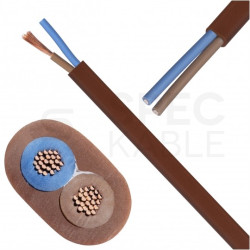 Kabel mieszkaniowy płaski OMYp / H03VVH2-F 2x0,75mm2 brązowy 300/300V giętki linka Mercor
