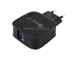 Ładowarka sieciowa 1x USB 3A czarna QC 3.0