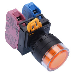 YW1L-AF2E11Q0A Amber 22mm Maintained Shrouded Push Button Switch 1NO-2NC IP65 IDEC