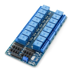 Moduł przekaźników 16 kanałów z optoizolacją - styki 10A/250VAC - cewka 5V